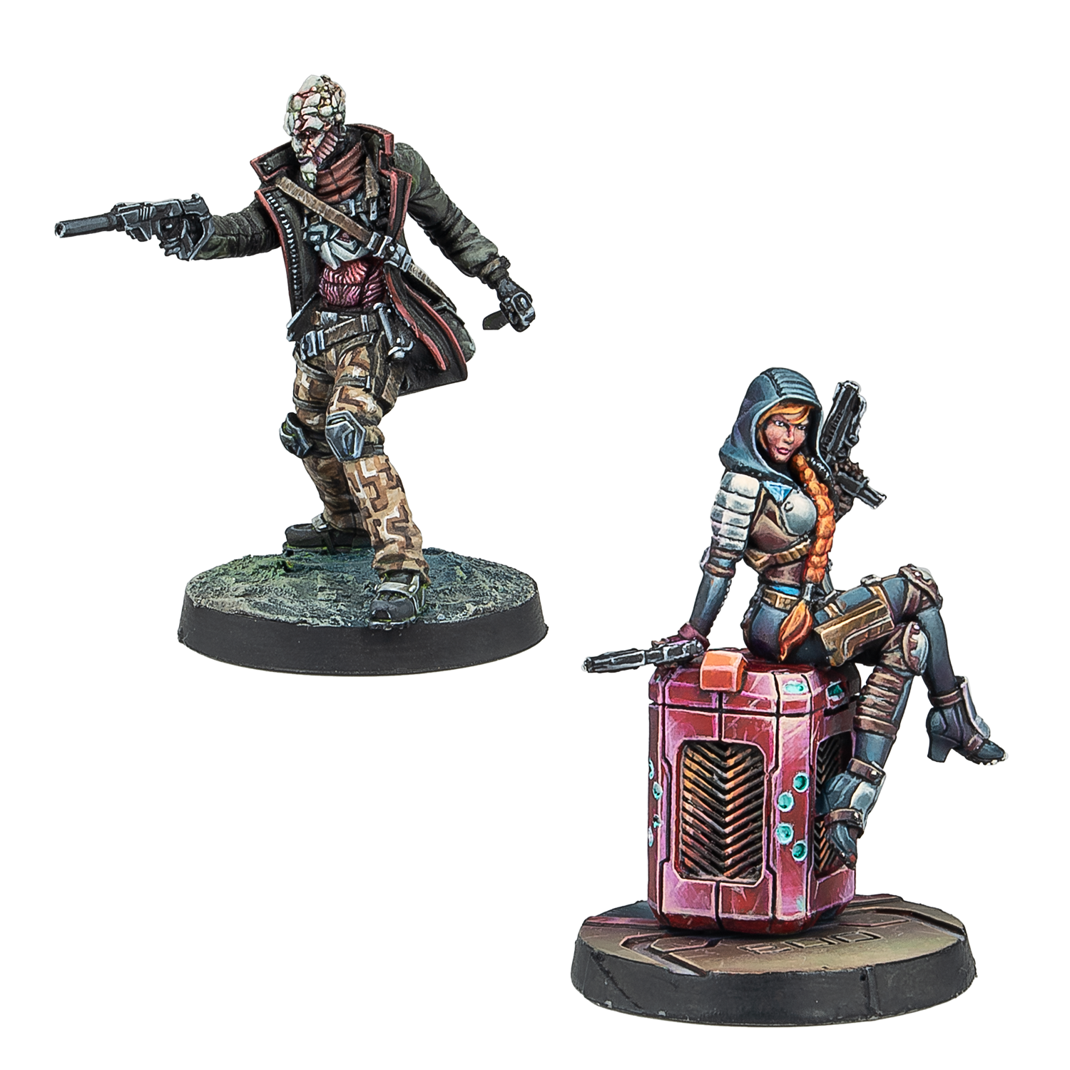 Infinity Caledonian Combat Force Characters, Uxia McNeill and Armand Le Muet miniatures
