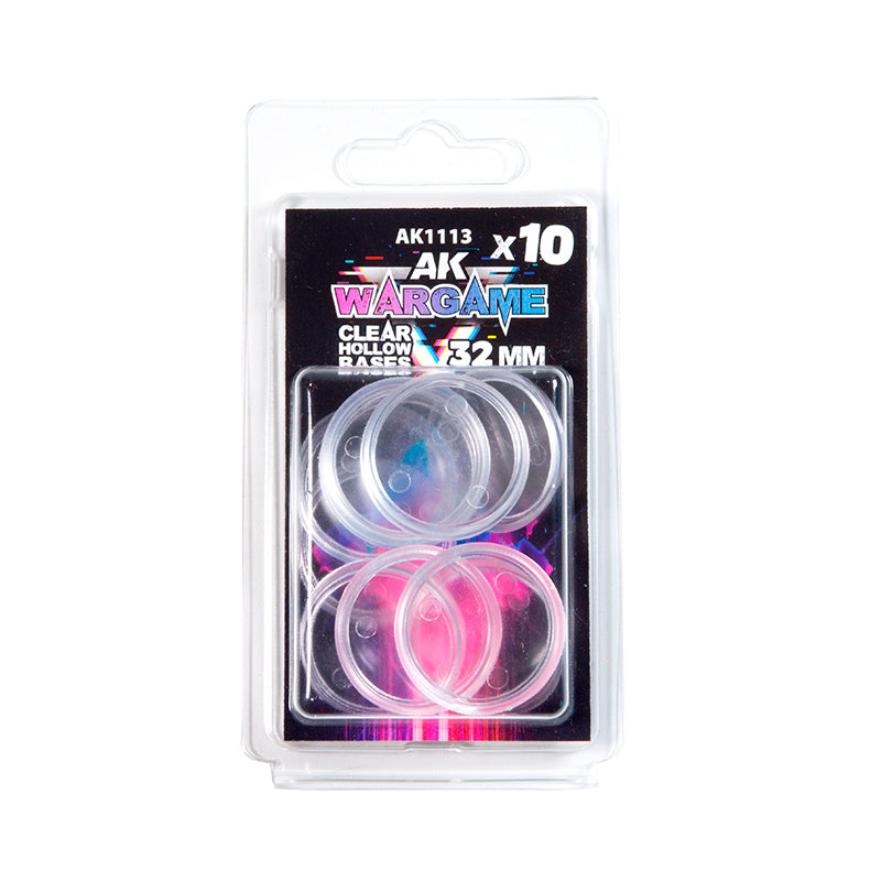 AK Interactive: Plastic Wargame Bases - Clear Hollow Base 32mm (10 units)