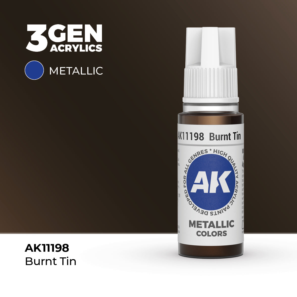 AK Interactive: 3G Acrylic Burnt Tin (17ml)