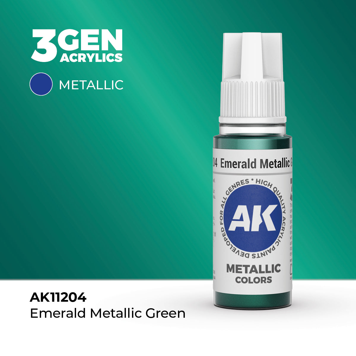 AK Interactive: 3G Acrylic Emerald Metallic Green (17ml)