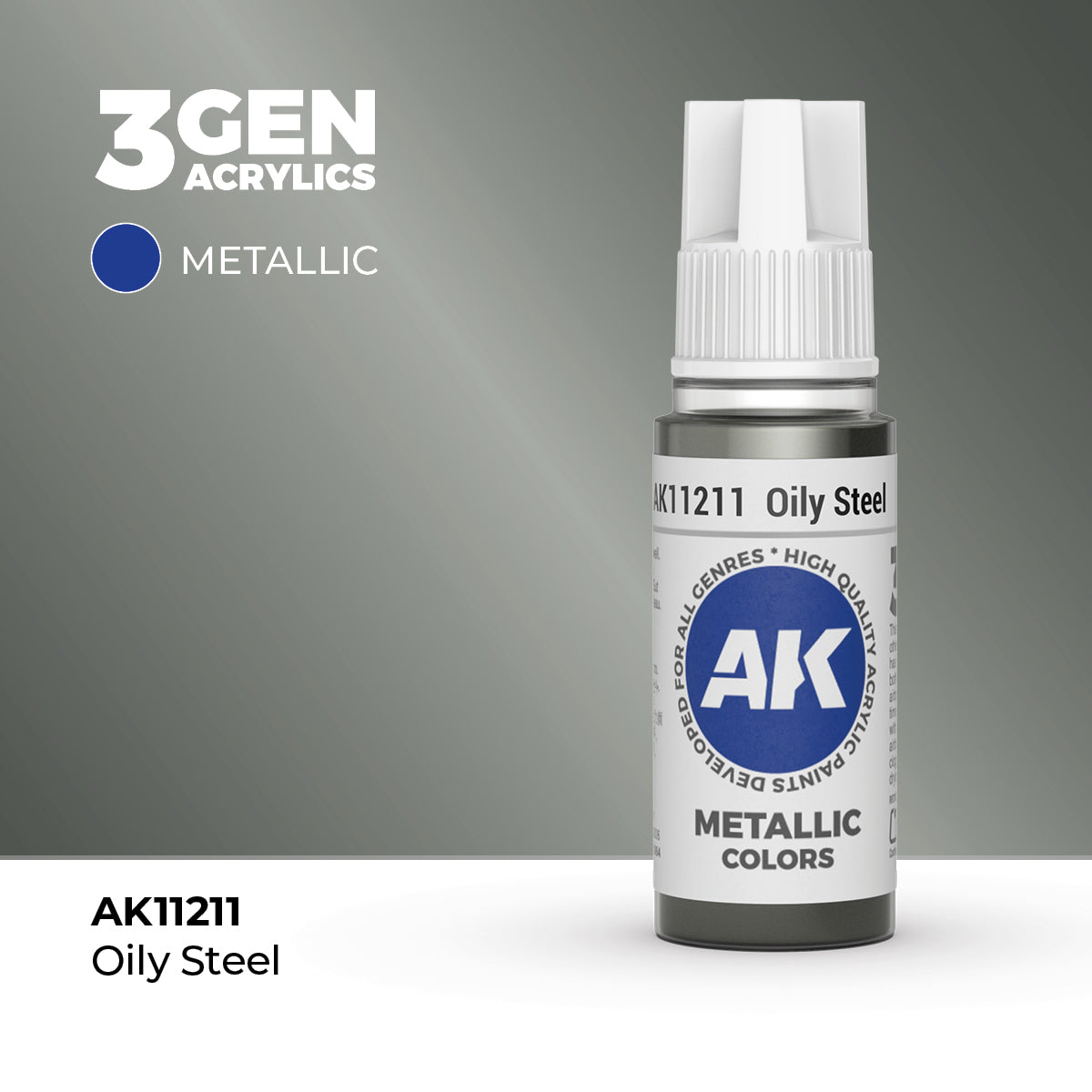 AK Interactive: 3G Acrylic Oily Steel (17ml)