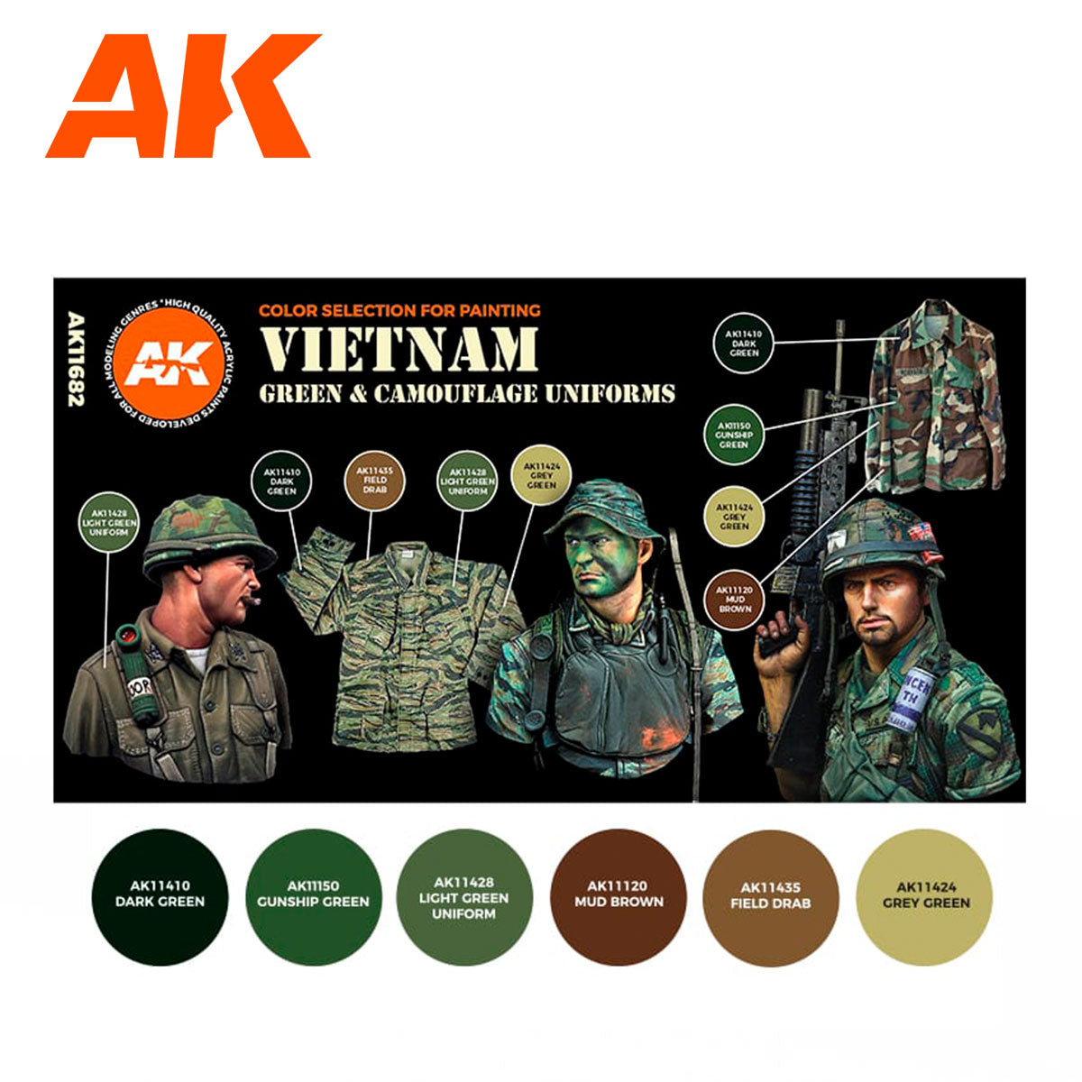 AK Interactive: 3G Vietnam Green and Camouflage Colors Set - product image 3