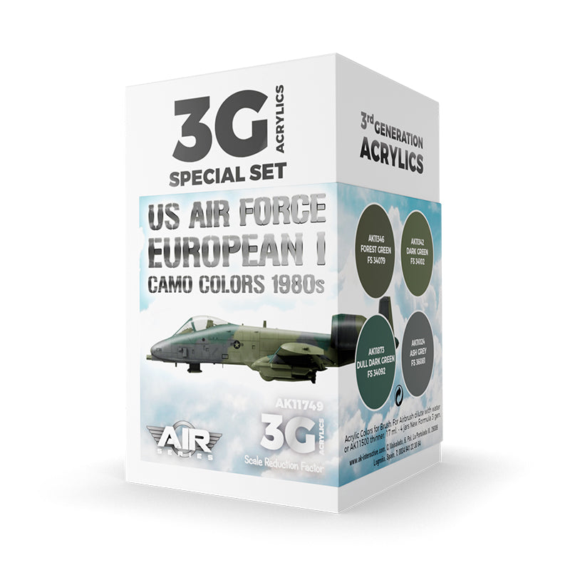 AK Interactive: 3G Air - US Air Force European I Camo Colors 1980s SET