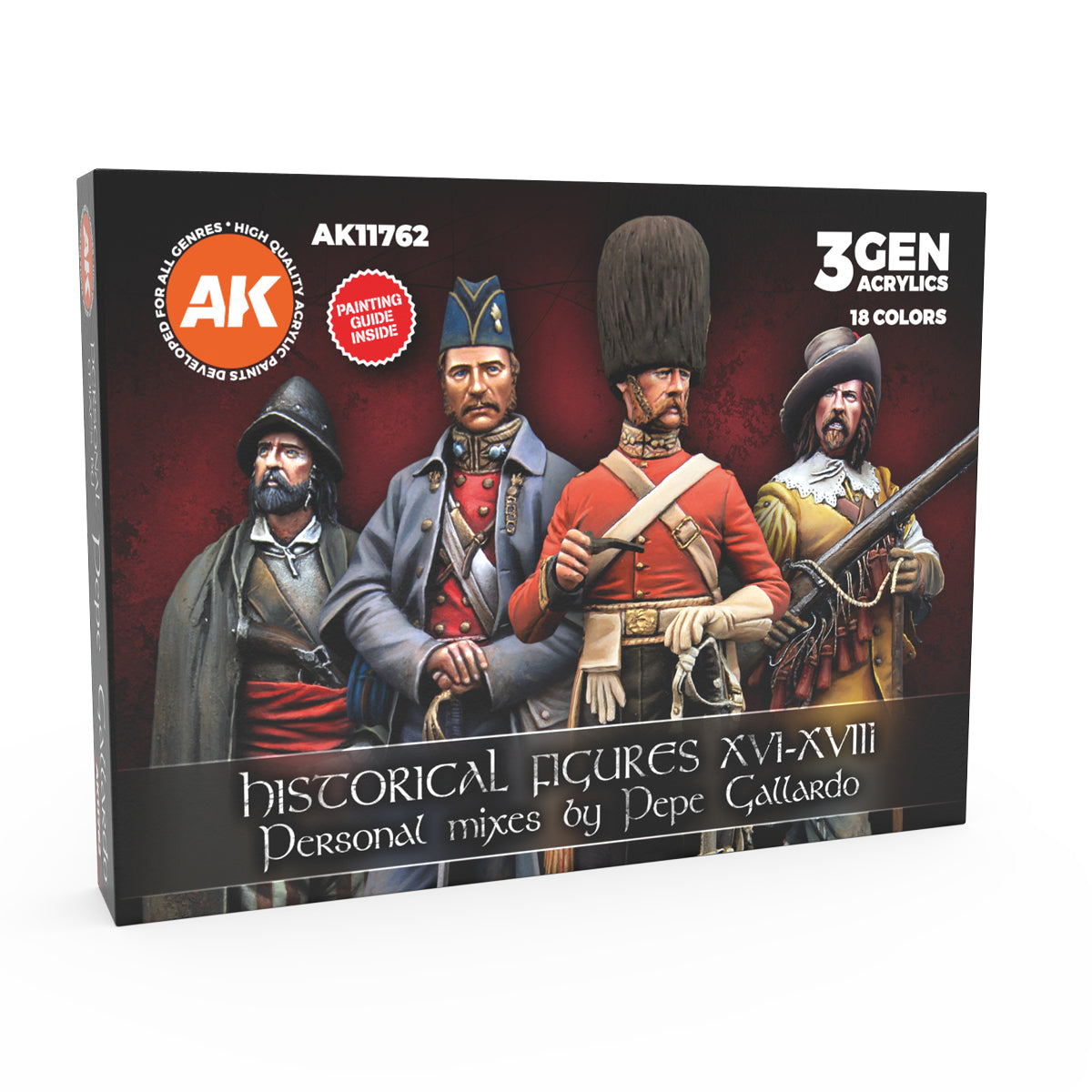 AK Interactive: Hystorical Figures S - XVI-XVIII By Pepe Gallardo (18 Colors Set)