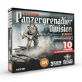 AK Interactive: German Panzergrenadier Division Europe - Starter Set (10 Colors + Exclusive Figure German Machine Gunner)