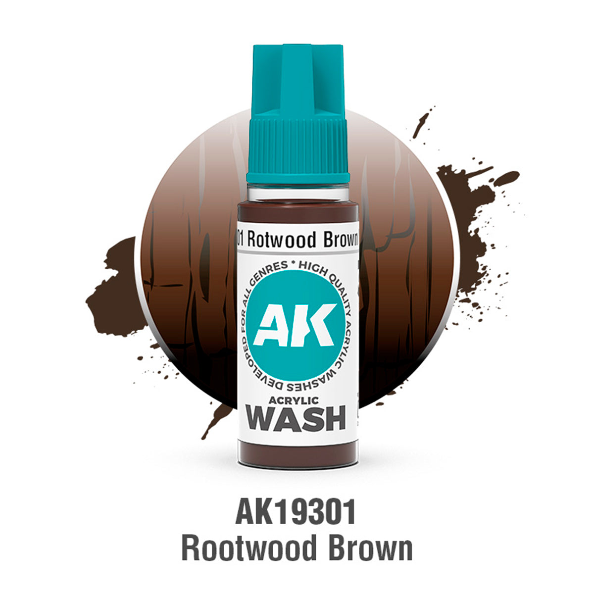 AK Interactive: Rotwood Brown Acrylic Wash (18ml)