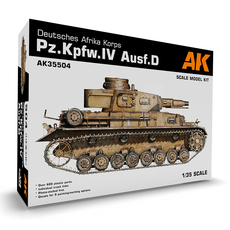 AK Interactive: 1/35 PZ.KPFW.IV Ausf.D Deutsche Afrika Korps Plastic Model Kit
