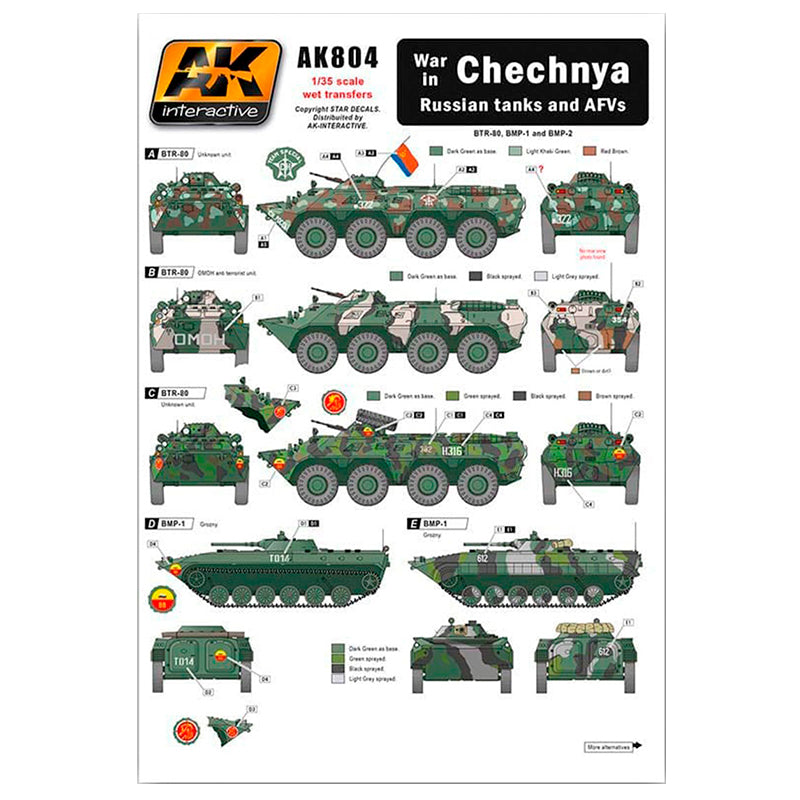 AK Interactive: 1/35 War in Chechnya - Russian Tanks and AFVs Decals