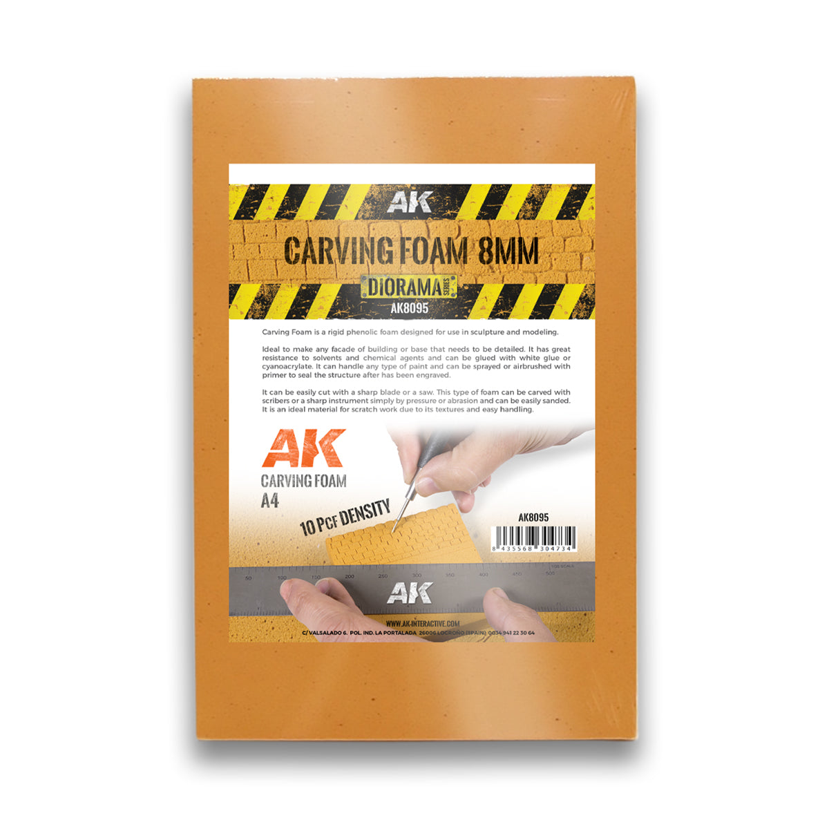 AK Interactive: Carving Foam 8mm A4 Size (305 X 228 Mm)