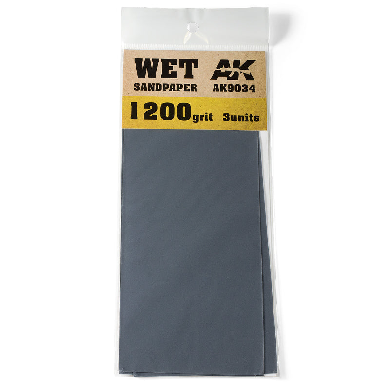 AK Interactive: Wet Sandpaper 1200 Grit - 3 Units