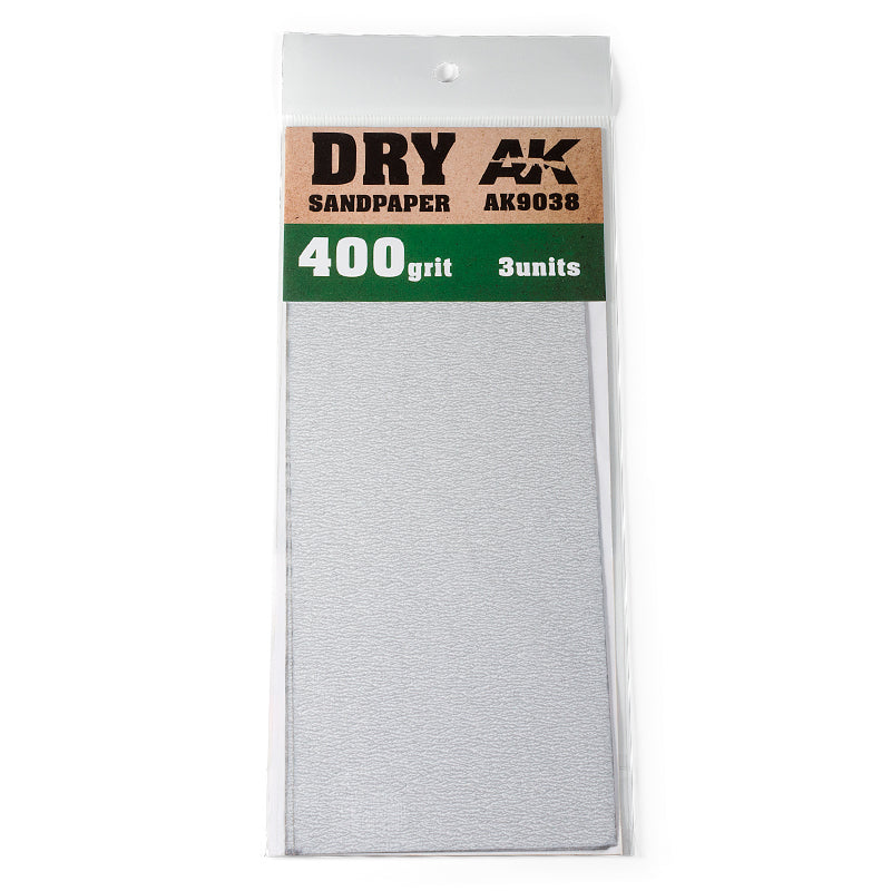 AK Interactive: Dry Sandpaper 400 Grit - 3 Units