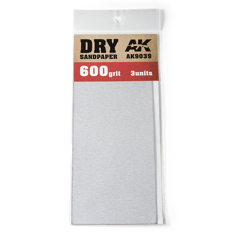 AK Interactive: Dry Sandpaper 600 Grit - 3 Units