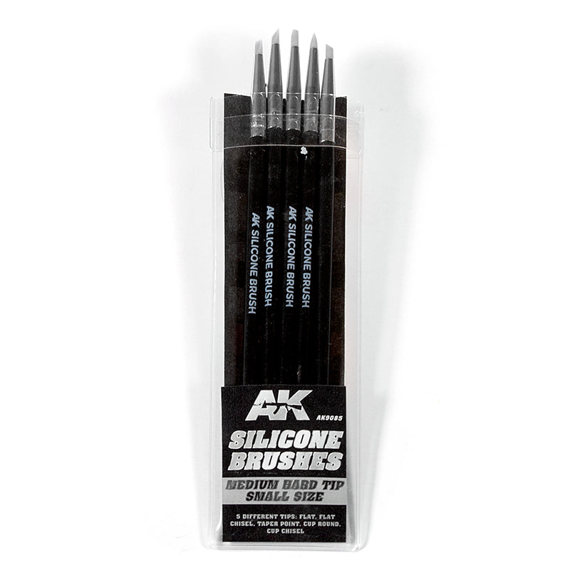 AK Interactive: Silicone Brushes Medium Hard Tip, Small - 5Pk
