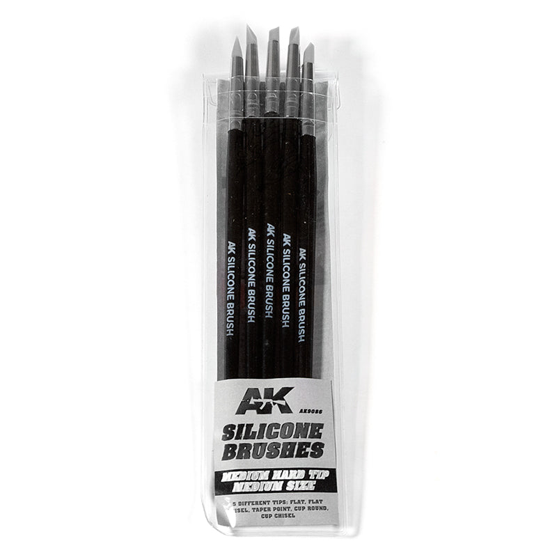 AK Interactive: Silicone Brushes Medium Hard Tip, Medium - 5Pk