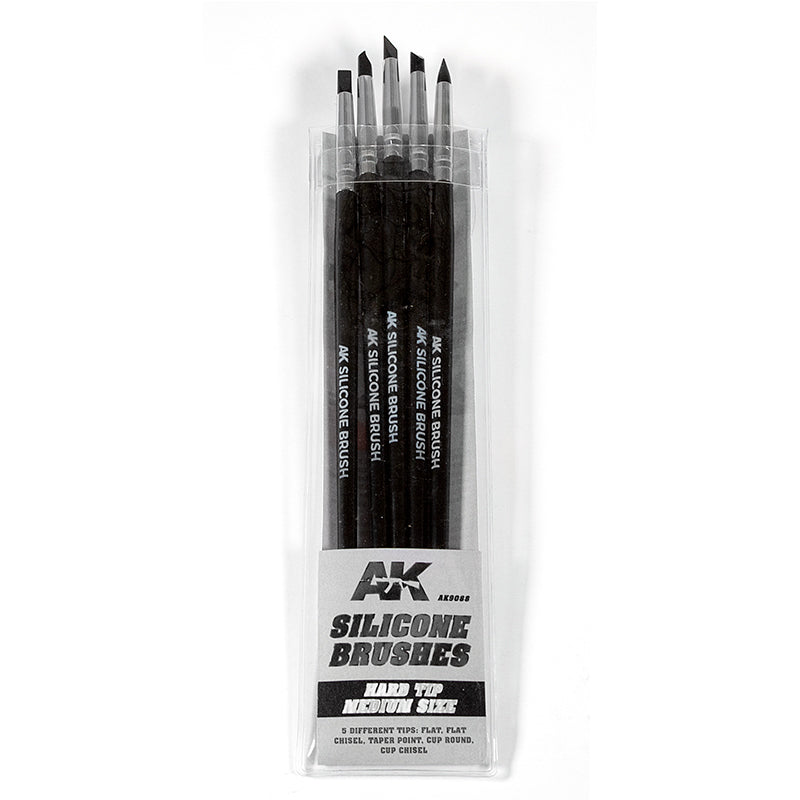 AK Interactive: Silicone Brushes Hard Tip, Medium - 5Pk