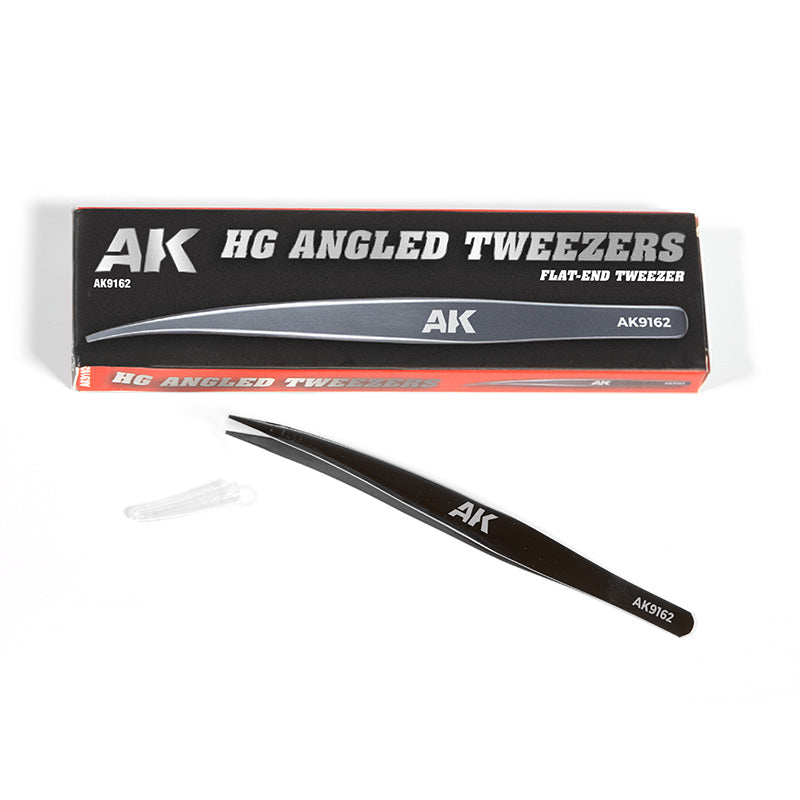 AK Interactive: HG Angled Tweezers 02 Flat-End