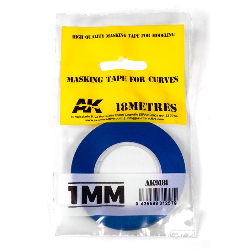 AK Interactive: Blue Masking Tape for Curves - 1mm