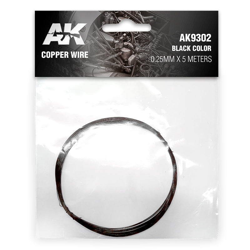 AK Interactive: Copper Wire 0.25mm X 5 Meters Black Color