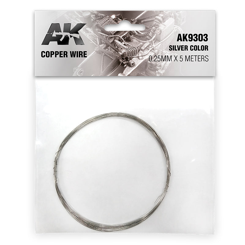 AK Interactive: Copper Wire 0.25mm X 5 Meters Silver Color