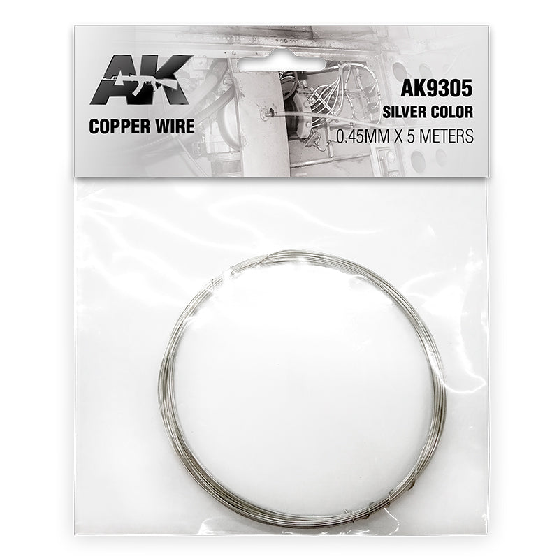 AK Interactive: Copper Wire 0.45mm X 5 Meters Silver Color