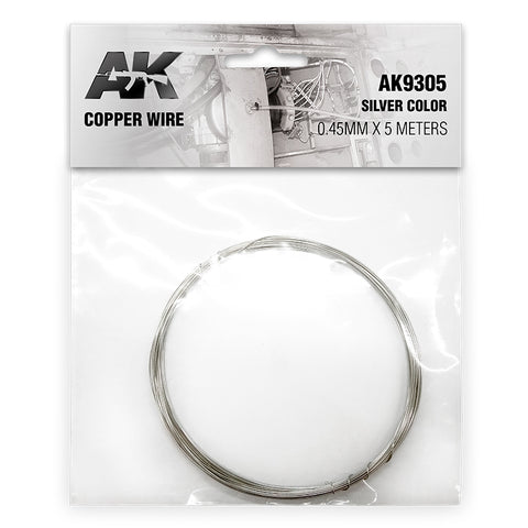 AK Interactive: Copper Wire 0.45mm X 5 Meters Silver Color