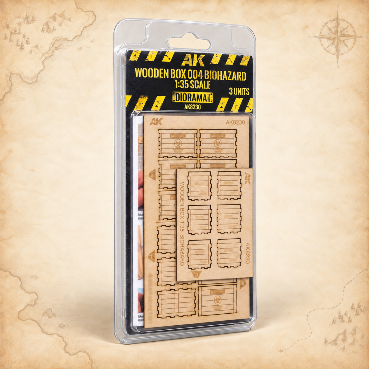 AK Interactive: 1/35 Wooden Box 004 Biohazard, 3 Units, alternate view
