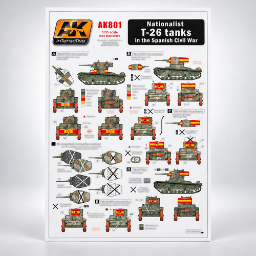 AK Interactive: 1/35 Nationalist T-26 Tanks In The Spanish Civil War Decals, product