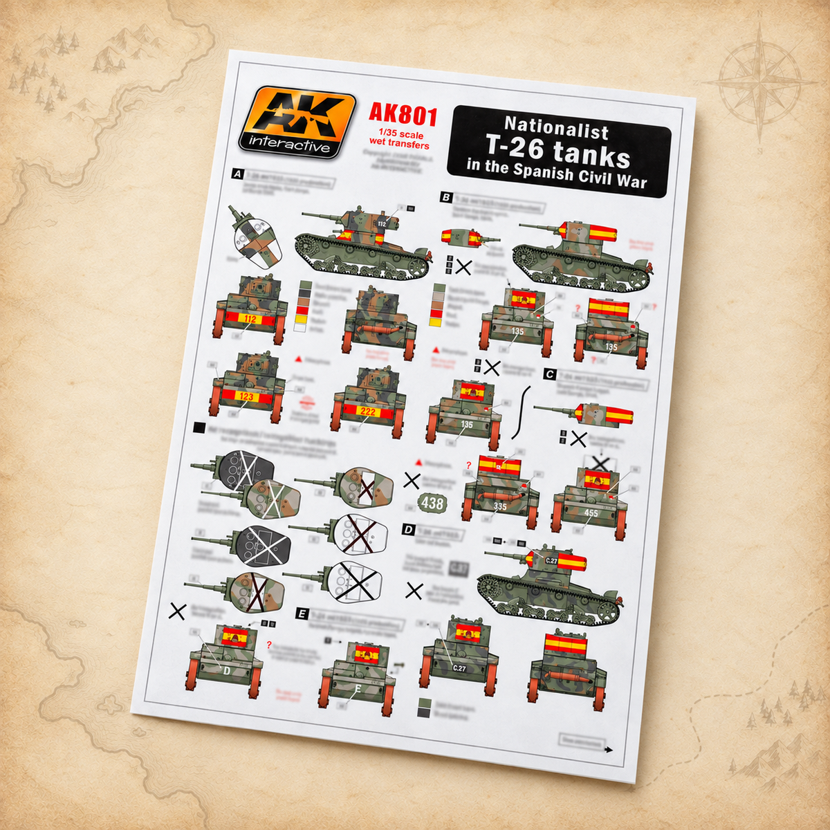 AK Interactive: 1/35 Nationalist T-26 Tanks In The Spanish Civil War Decals, alternate view