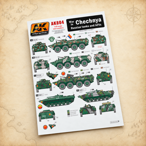 AK Interactive: 1/35 War in Chechnya - Russian Tanks and AFVs Decals, alternate view