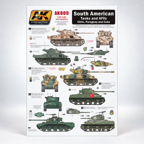 AK Interactive: 1/35 South American Tanks and AFVs (Chile, Paraguay and Cuba) Decals