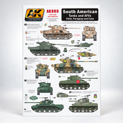 AK Interactive: 1/35 South American Tanks and AFVs (Chile, Paraguay and Cuba) Decals, product