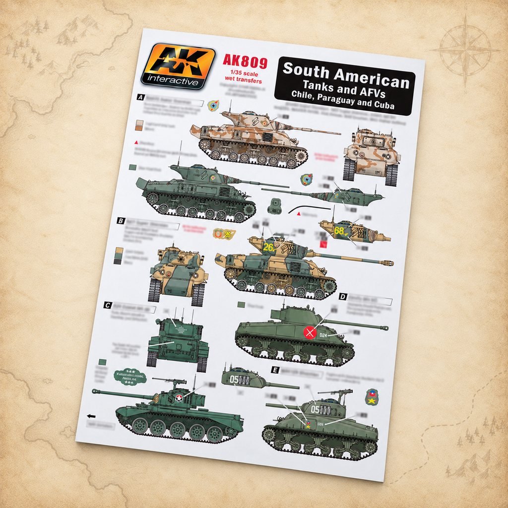 AK Interactive: 1/35 South American Tanks and AFVs (Chile, Paraguay and Cuba) Decals, alternate view