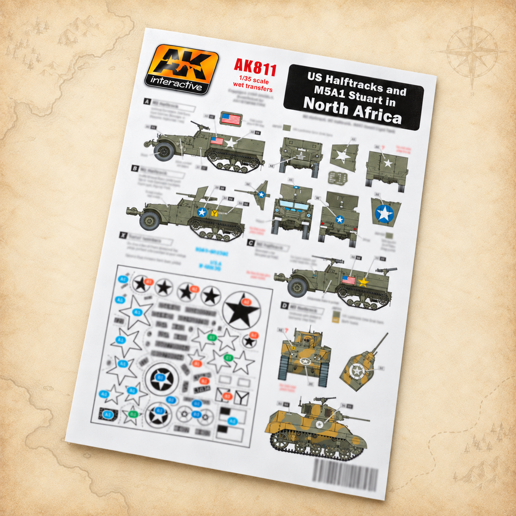 AK Interactive: 1/35 US Halftracks and M5A1 Stuart In North Africa Decals, alternate view