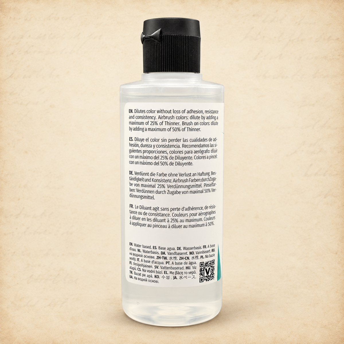 Vallejo: Auxiliary Airbrush Thinner - 200ml, back label