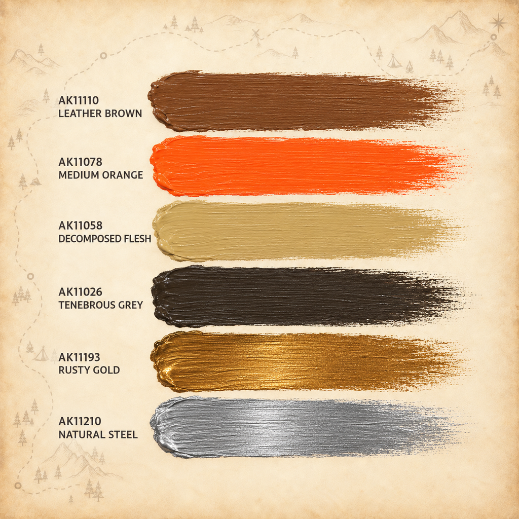 AK Interactive: 3G Leather And Buckles Set, colour swatches