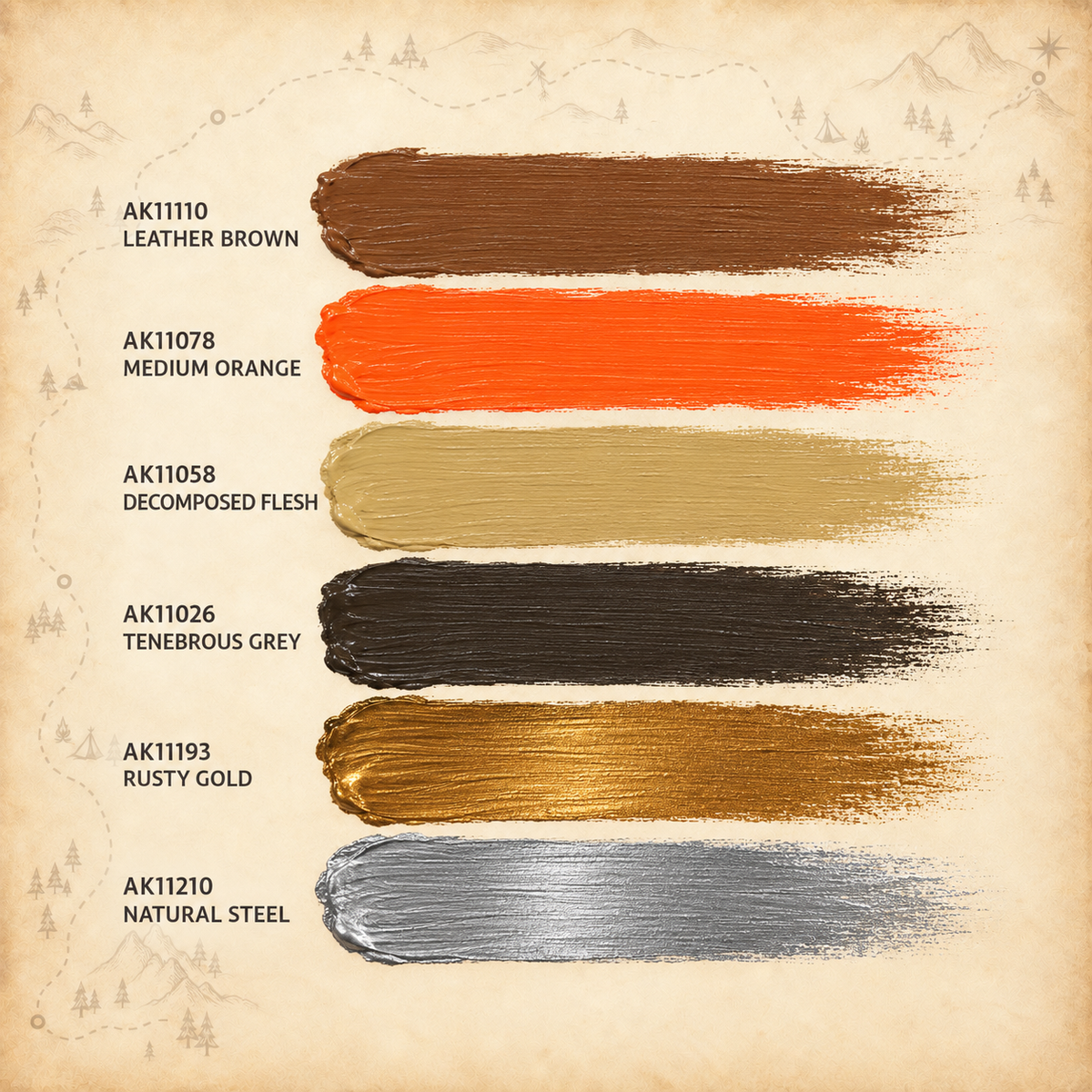 AK Interactive: 3G Leather And Buckles Set, colour swatches