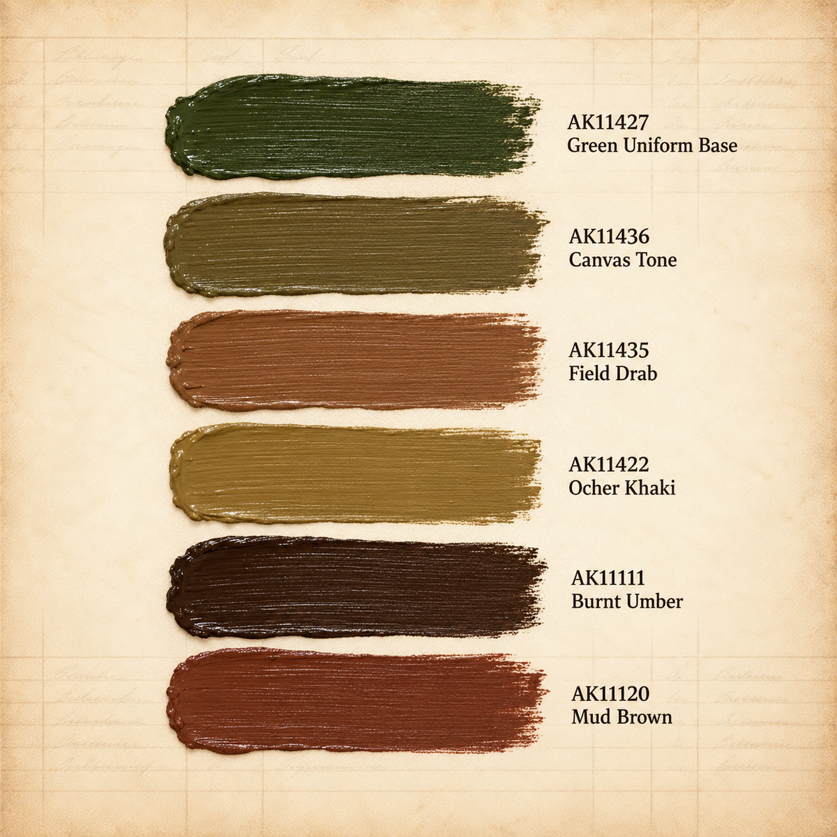 AK Interactive: 3G French Uniform Colors Set, colour swatches