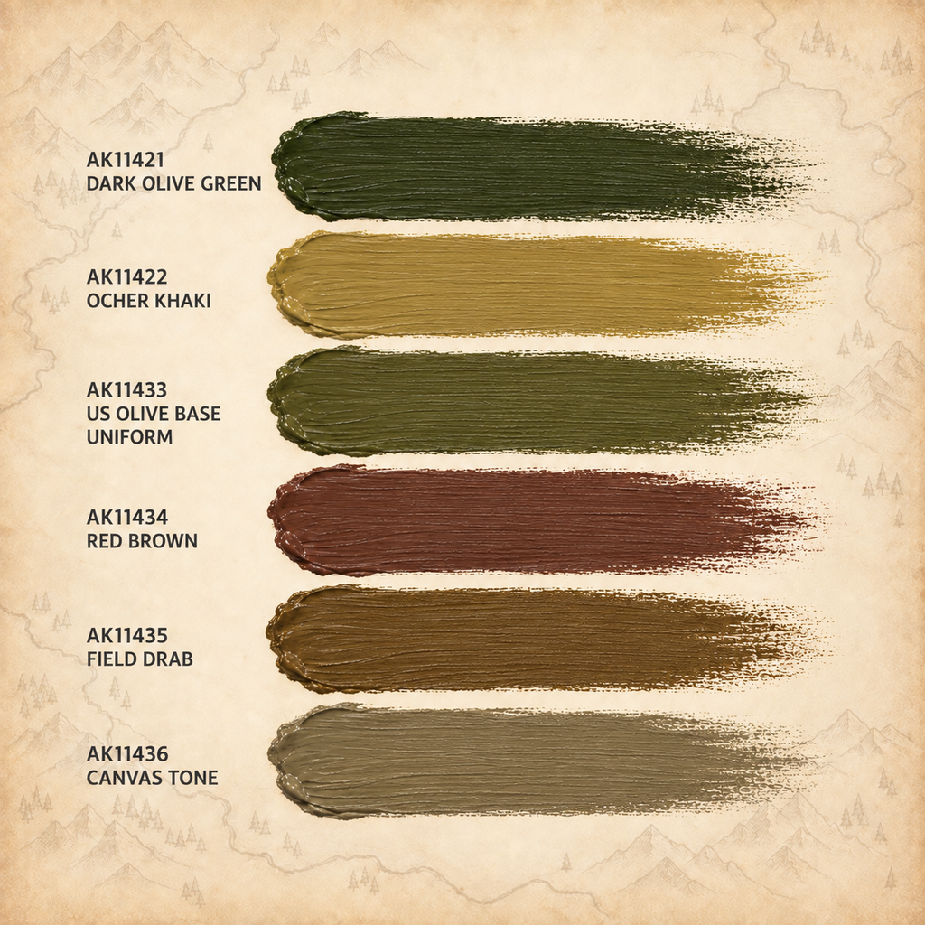 AK Interactive: 3G WW2 US Uniforms Set, colour swatches