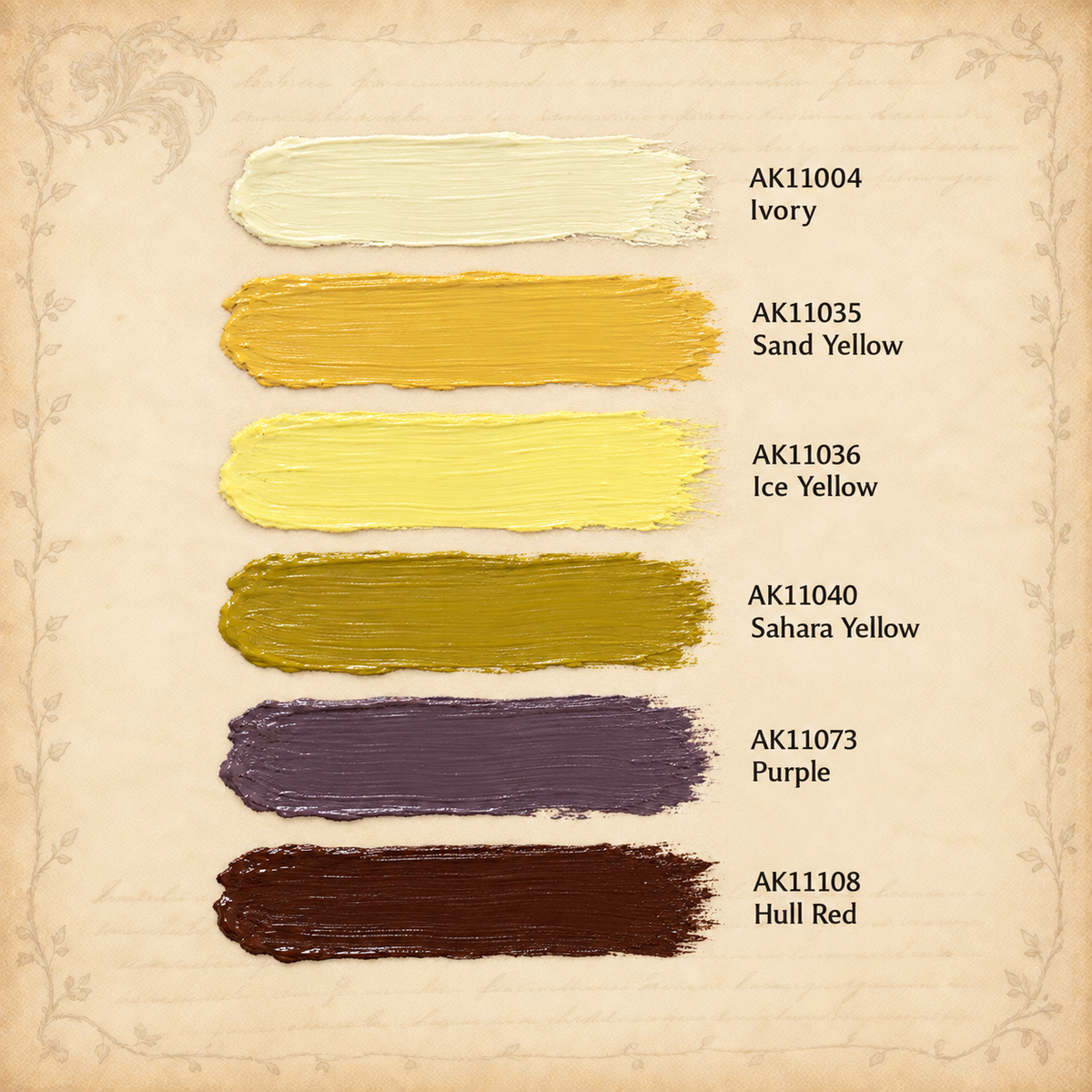 AK Interactive: 3G Non Metallic Metal - Gold Set, colour swatches