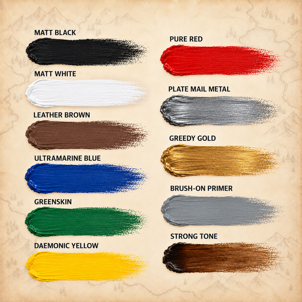 Army Painter: Warpaints Fanatic Starter Set, colour swatches
