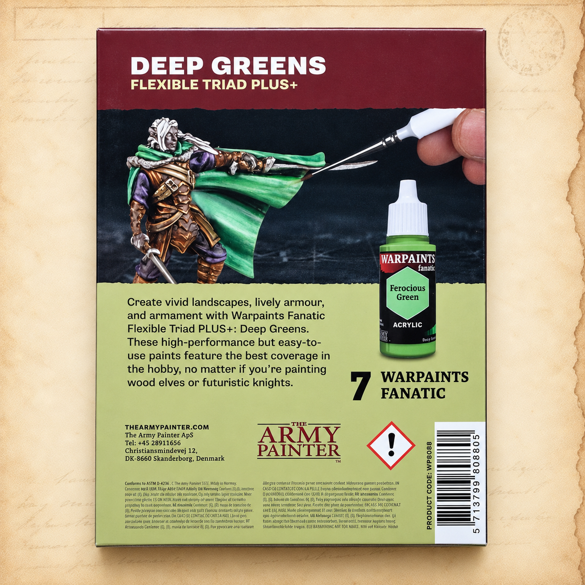 Army Painter: Warpaints Fanatic Flexible Triad PLUS+ - Deep Greens Set, box back