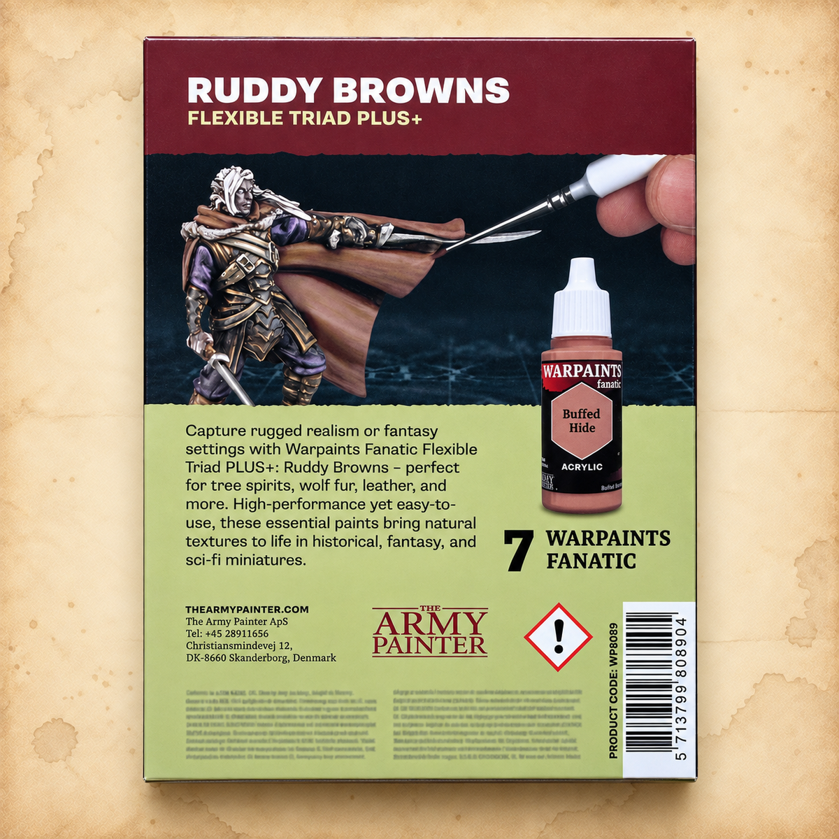 Army Painter: Warpaints Fanatic Flexible Triad PLUS+ - Ruddy Browns Set, box back