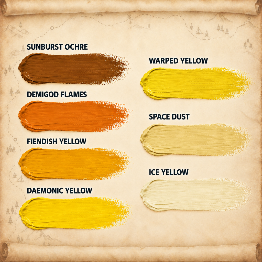 Army Painter: Warpaints Fanatic Flexible Triad PLUS+ - Yellows Set, colour swatches