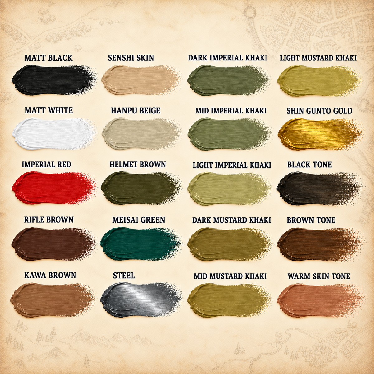 Army Painter: Warpaints Historical WWII Imperial Japanese Paint Set, colour swatches