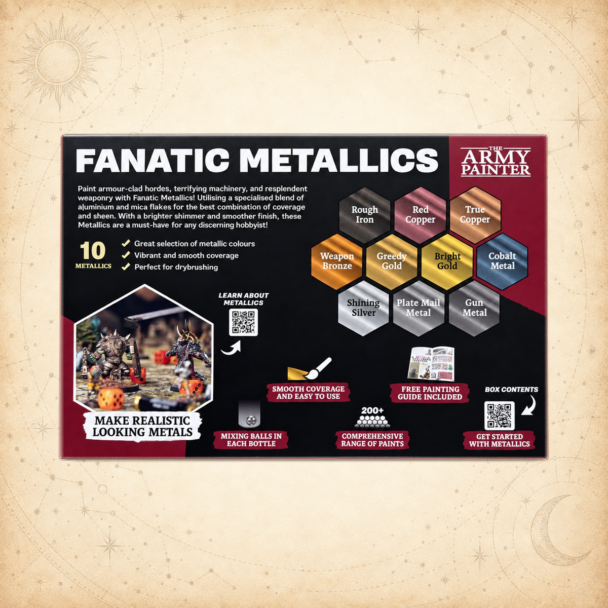 Army Painter: Warpaints Fanatic Metallics Paint Set, box back