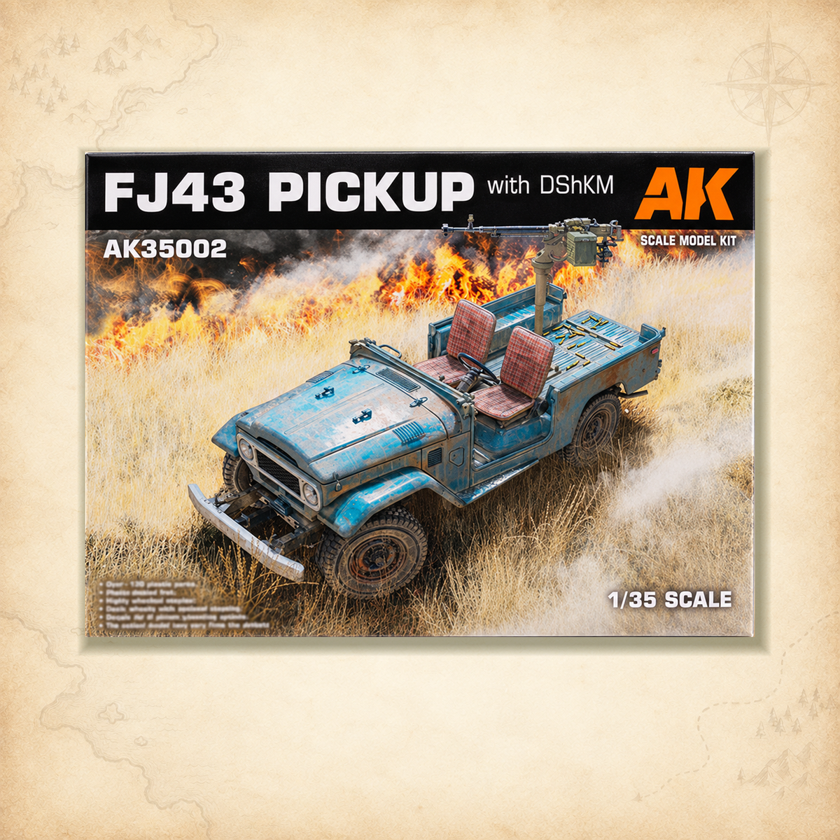 AK Interactive: 1/35 FJ43 Pickup with DShKM Plastic Model Kit, box front