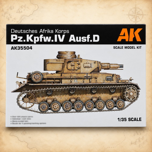 AK Interactive: 1/35 PZ.KPFW.IV Ausf.D Deutsche Afrika Korps Plastic Model Kit, box front