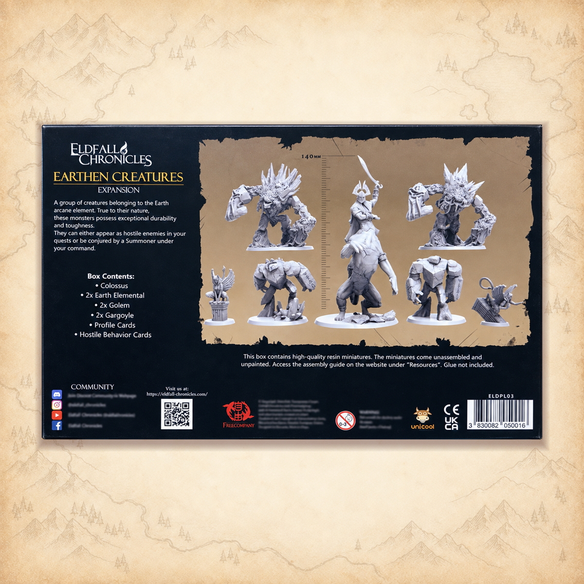 Eldfall Chronicles: Earthen Creatures Expansion, box back
