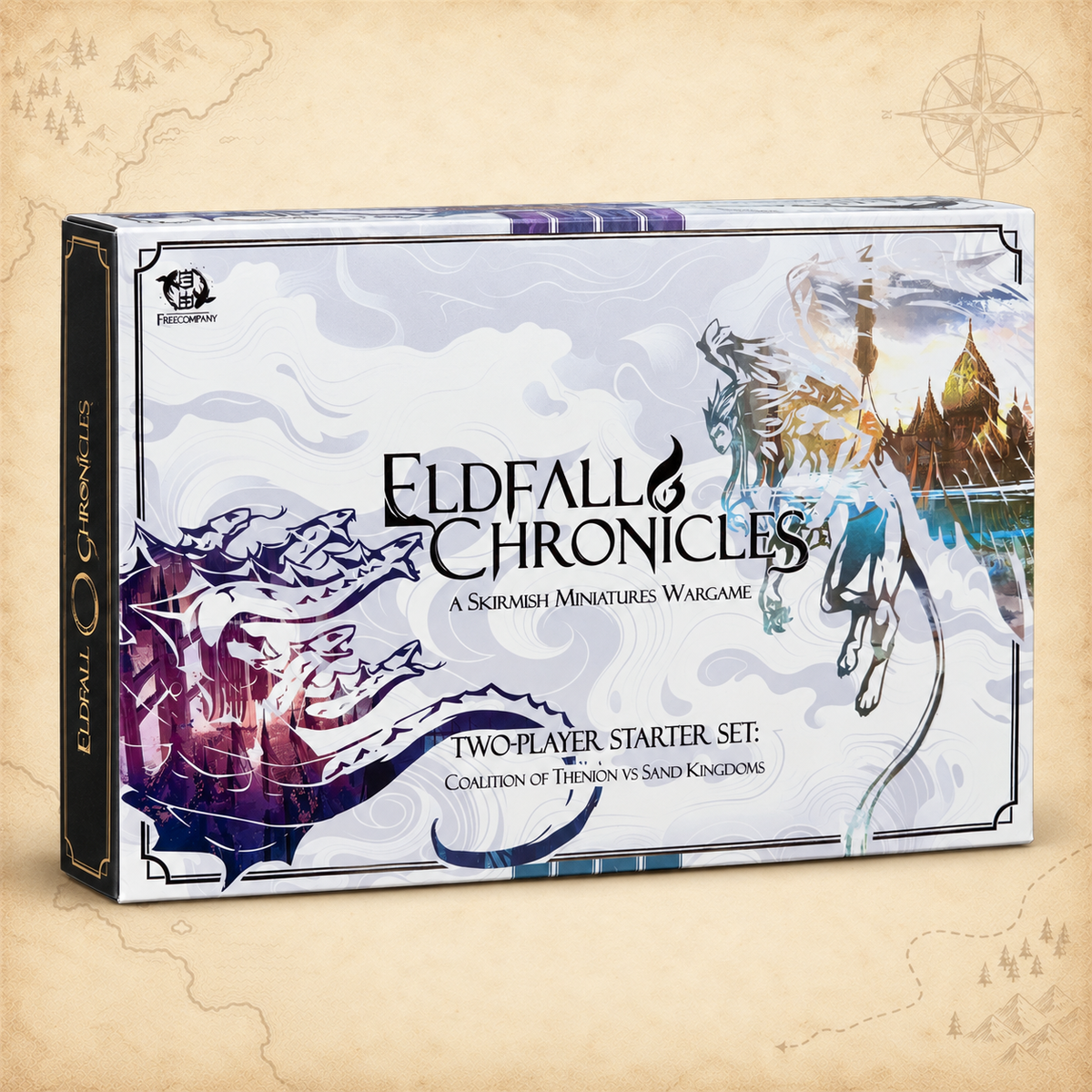 Eldfall Chronicles: Two-Player Starter Set Coalition of Thenion vs Sand Kingdoms, box front