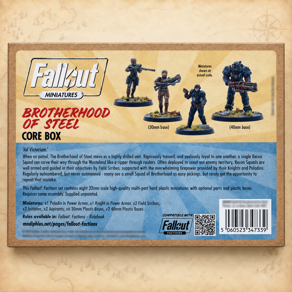 Fallout: Miniatures - Brotherhood of Steel Core Box (Plastic), box back